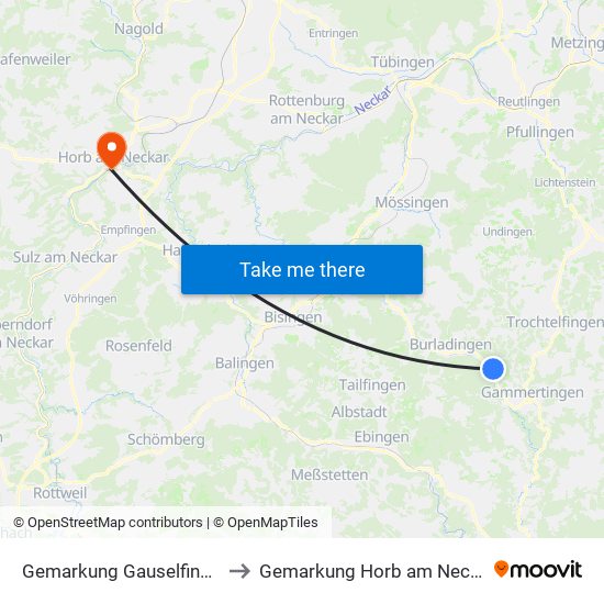 Gemarkung Gauselfingen to Gemarkung Horb am Neckar map