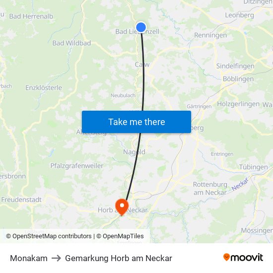 Monakam to Gemarkung Horb am Neckar map