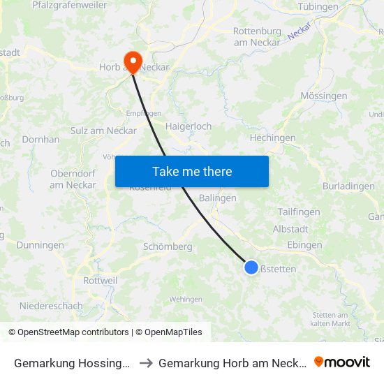 Gemarkung Hossingen to Gemarkung Horb am Neckar map