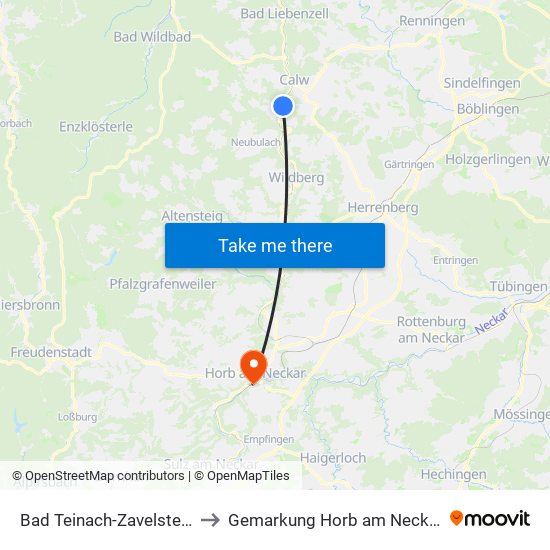 Bad Teinach-Zavelstein to Gemarkung Horb am Neckar map