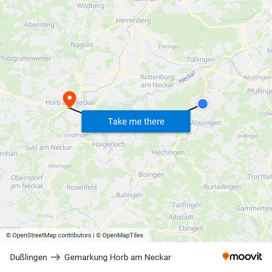 Dußlingen to Gemarkung Horb am Neckar map