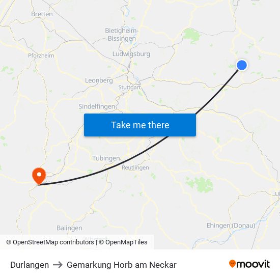 Durlangen to Gemarkung Horb am Neckar map