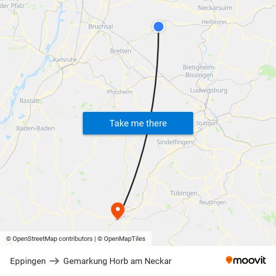 Eppingen to Gemarkung Horb am Neckar map