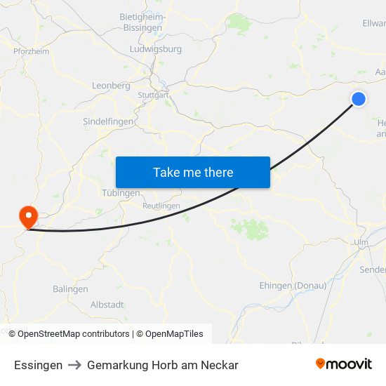 Essingen to Gemarkung Horb am Neckar map