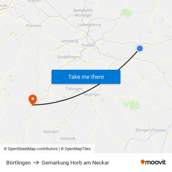 Börtlingen to Gemarkung Horb am Neckar map