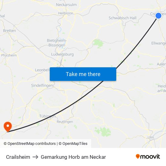 Crailsheim to Gemarkung Horb am Neckar map