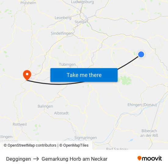 Deggingen to Gemarkung Horb am Neckar map