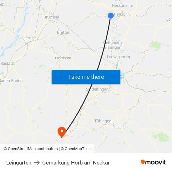 Leingarten to Gemarkung Horb am Neckar map