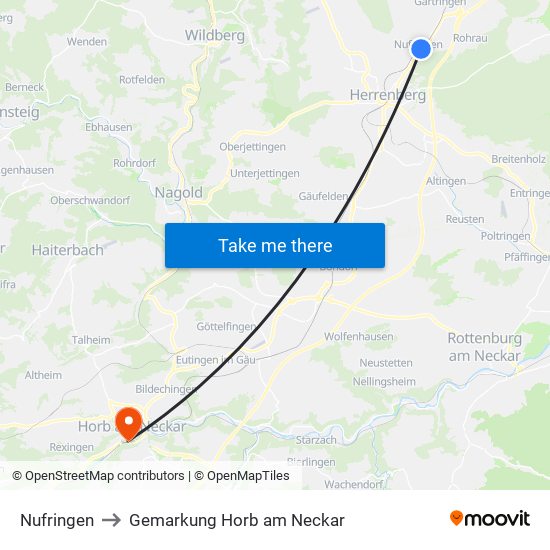 Nufringen to Gemarkung Horb am Neckar map