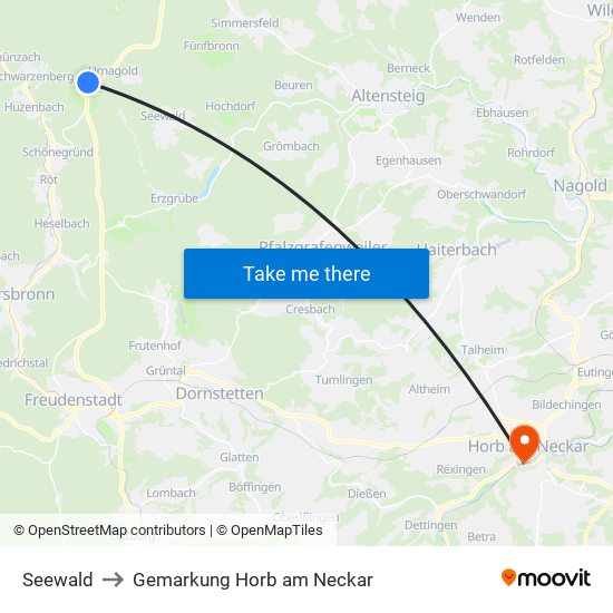 Seewald to Gemarkung Horb am Neckar map