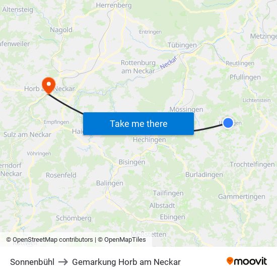 Sonnenbühl to Gemarkung Horb am Neckar map