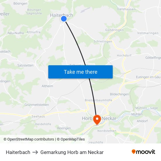 Haiterbach to Gemarkung Horb am Neckar map