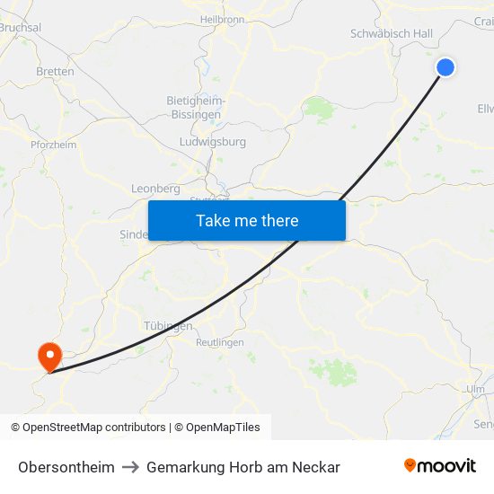 Obersontheim to Gemarkung Horb am Neckar map