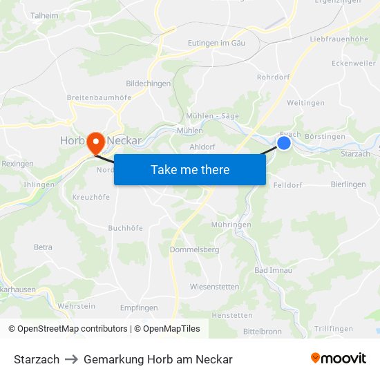 Starzach to Gemarkung Horb am Neckar map