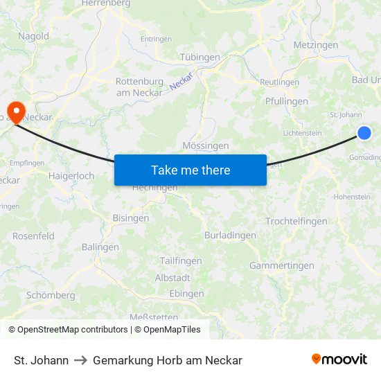 St. Johann to Gemarkung Horb am Neckar map