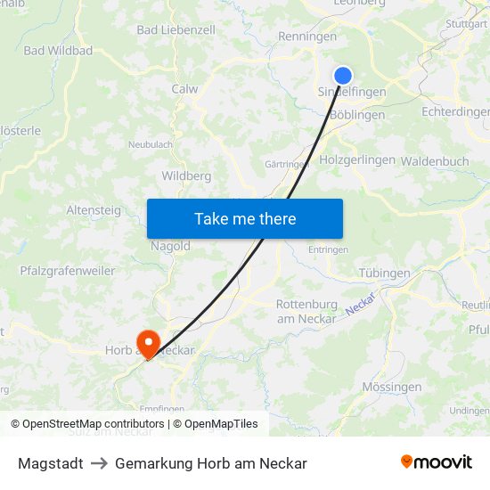 Magstadt to Gemarkung Horb am Neckar map
