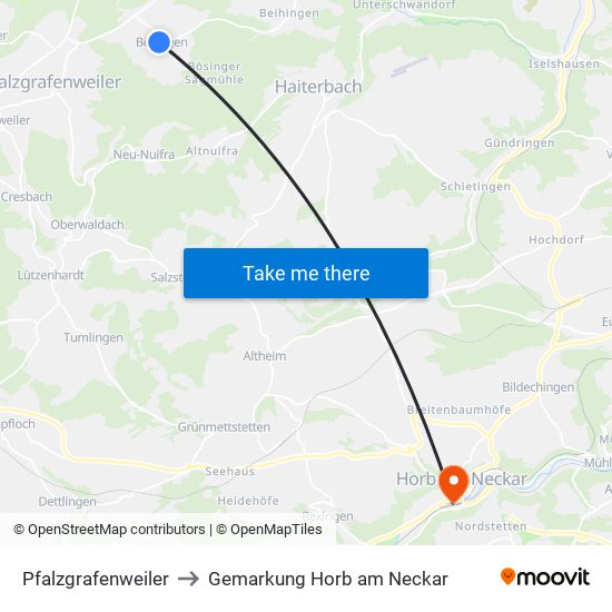 Pfalzgrafenweiler to Gemarkung Horb am Neckar map