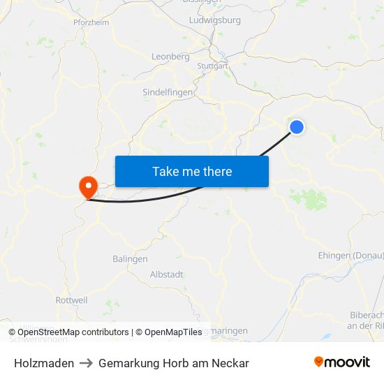 Holzmaden to Gemarkung Horb am Neckar map