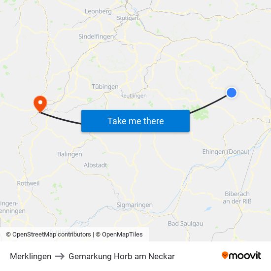 Merklingen to Gemarkung Horb am Neckar map