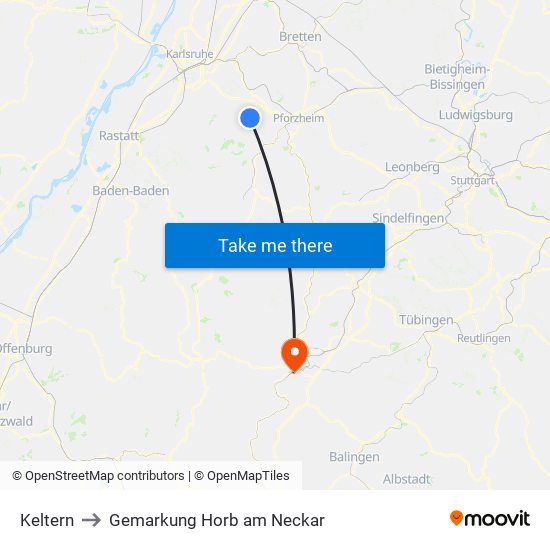 Keltern to Gemarkung Horb am Neckar map