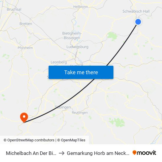Michelbach An Der Bilz to Gemarkung Horb am Neckar map