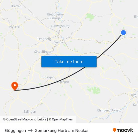 Göggingen to Gemarkung Horb am Neckar map