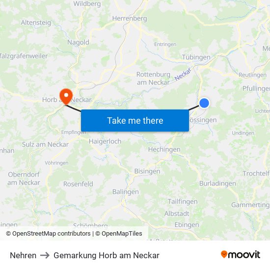 Nehren to Gemarkung Horb am Neckar map