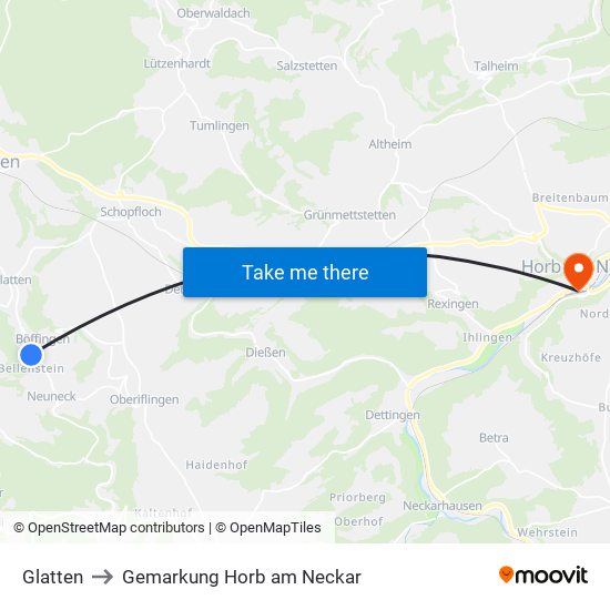 Glatten to Gemarkung Horb am Neckar map