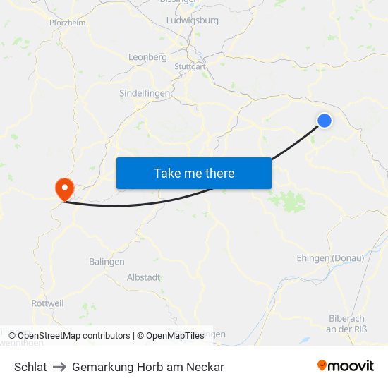 Schlat to Gemarkung Horb am Neckar map