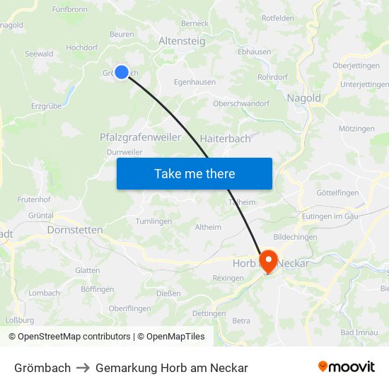 Grömbach to Gemarkung Horb am Neckar map