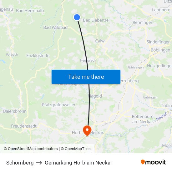 Schömberg to Gemarkung Horb am Neckar map