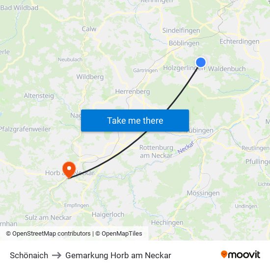 Schönaich to Gemarkung Horb am Neckar map