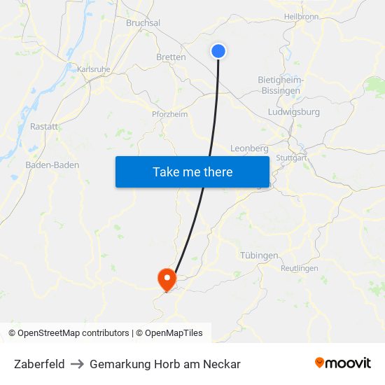 Zaberfeld to Gemarkung Horb am Neckar map