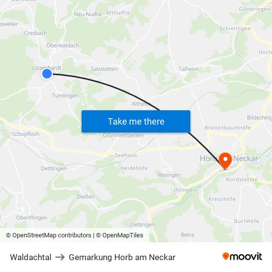 Waldachtal to Gemarkung Horb am Neckar map