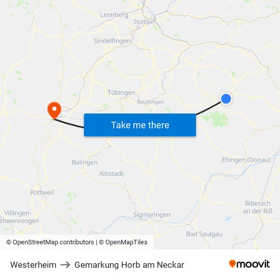 Westerheim to Gemarkung Horb am Neckar map