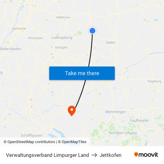 Verwaltungsverband Limpurger Land to Jettkofen map