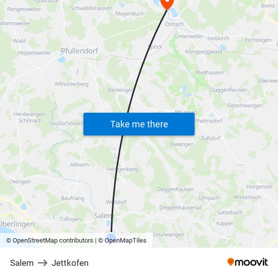 Salem to Jettkofen map