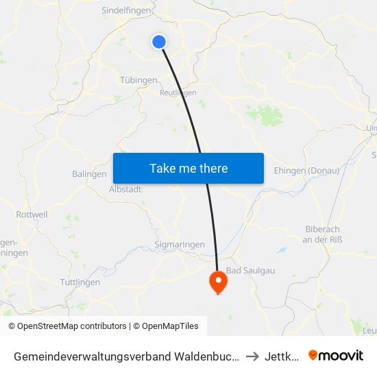 Gemeindeverwaltungsverband Waldenbuch/Steinenbronn to Jettkofen map