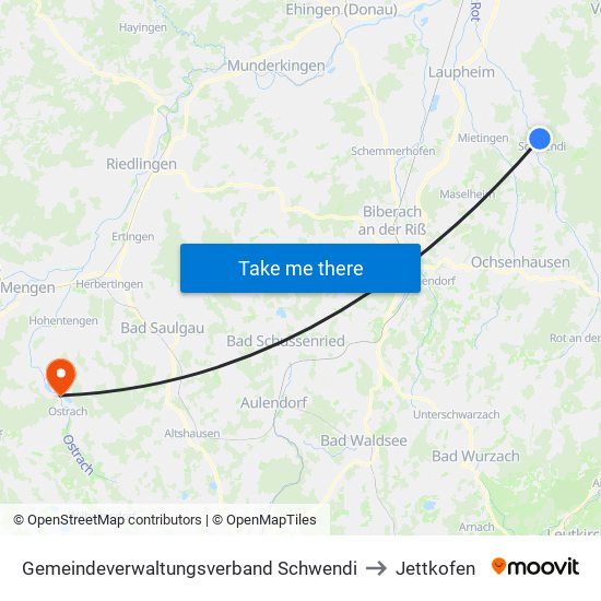 Gemeindeverwaltungsverband Schwendi to Jettkofen map