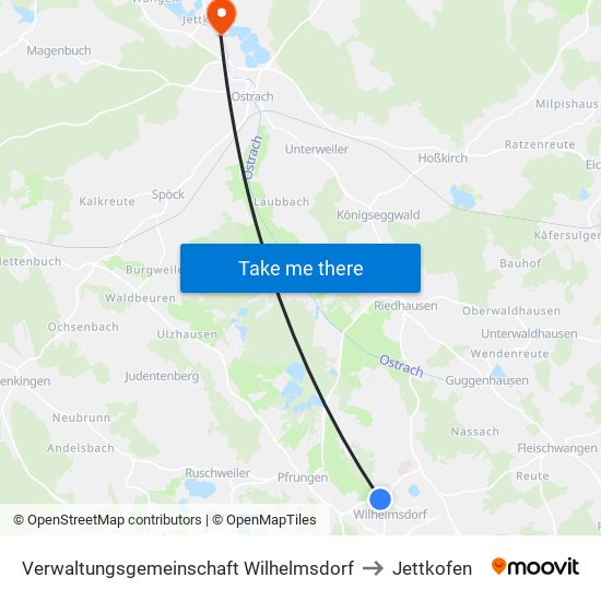 Verwaltungsgemeinschaft Wilhelmsdorf to Jettkofen map
