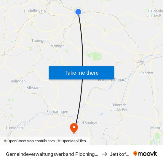 Gemeindeverwaltungsverband Plochingen to Jettkofen map