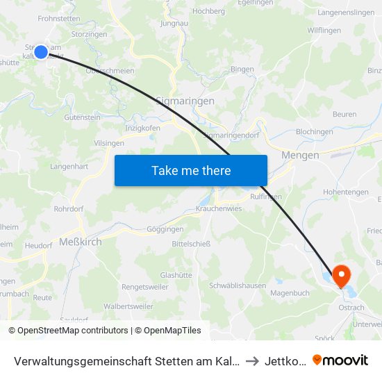 Verwaltungsgemeinschaft Stetten am Kalten Markt to Jettkofen map