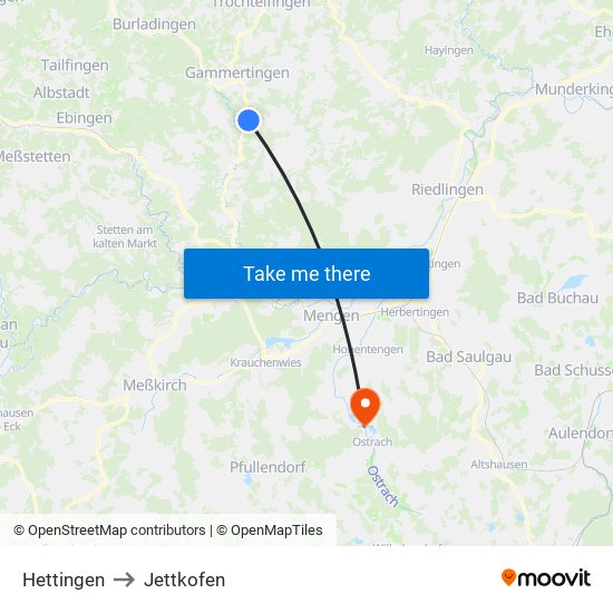 Hettingen to Jettkofen map