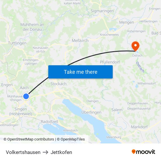 Volkertshausen to Jettkofen map