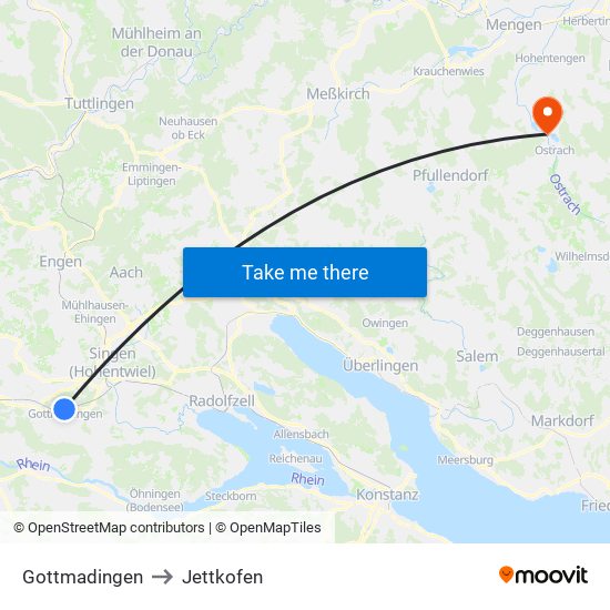 Gottmadingen to Jettkofen map