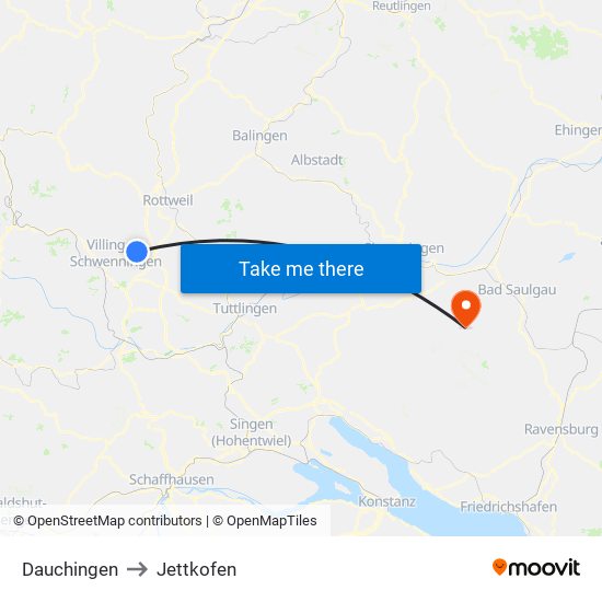 Dauchingen to Jettkofen map