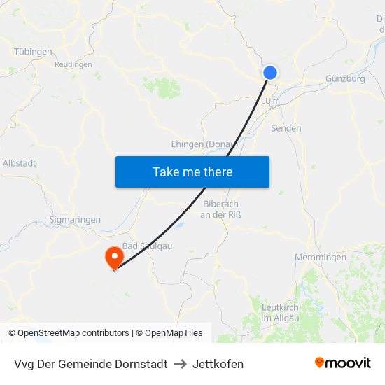 Vvg Der Gemeinde Dornstadt to Jettkofen map