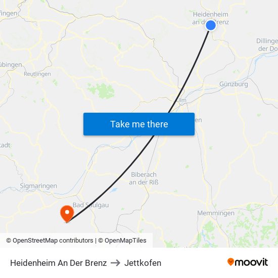 Heidenheim An Der Brenz to Jettkofen map