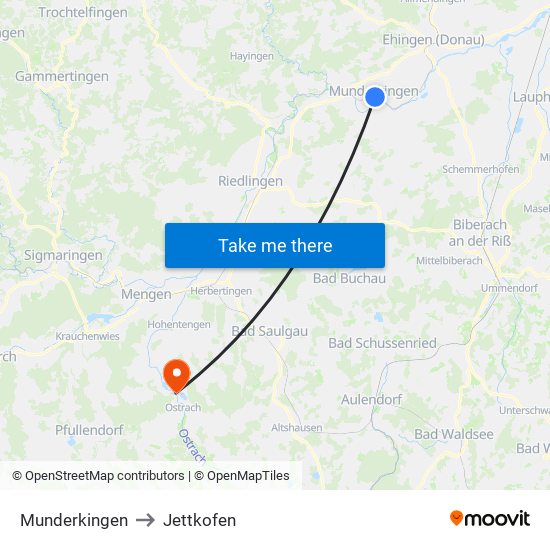Munderkingen to Jettkofen map