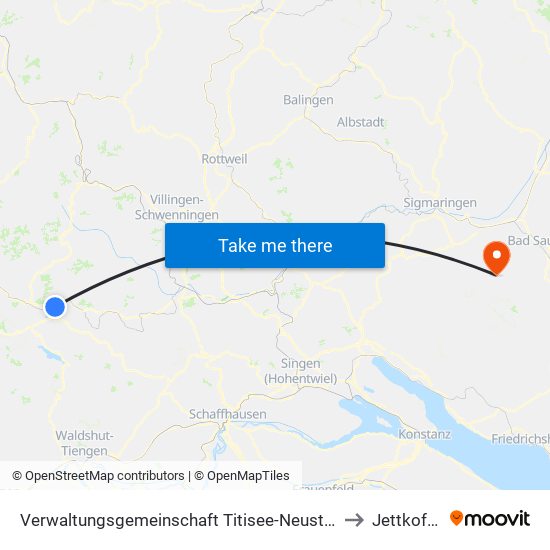 Verwaltungsgemeinschaft Titisee-Neustadt to Jettkofen map